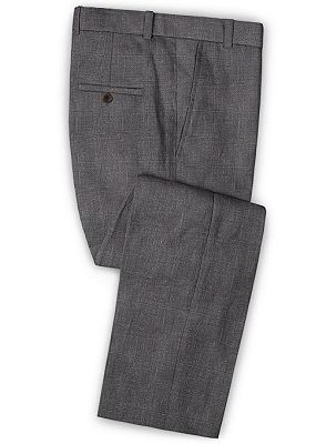 Moises Dark Gray Casual Linen Tuxedo | Slim Fit Simple Men Suits Blazer_3