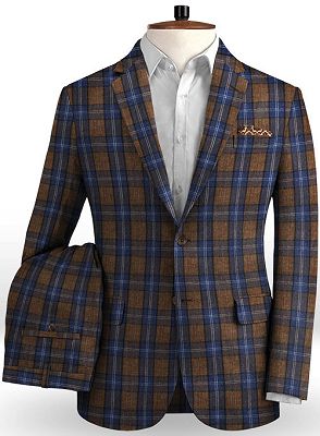 Brown Linen Notch Lapel Tuxedo | Handsome Two Pieces Men Suits