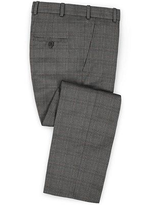 New Fashion Gray Checker Men Suits | Formal Business Man Blazers 2 Piece Groom Tuxedos_3