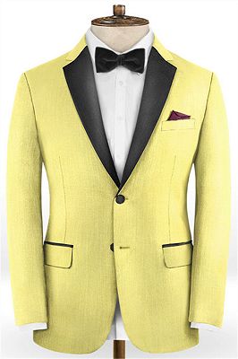 Daffodil Prom Men Suits with Black Lapel | Dustin Men Tuxedos with Two Pices_1