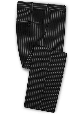 New Black Business Men Suits | Wedding Two Piece Striped Groom Tuxedos_3