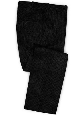 Black Corduroy Business Men Suits | Bespoke Striped Tuxedo with 2 Pieces_3