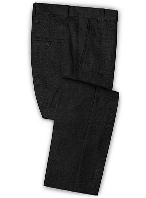 Slim Fit Black Linen Groom Tuxedos | Men Suits for Wedding Latest Desgins_3