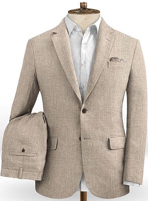 Linen Suits Notched Lapel Men Wedding Suits | Classic Grooms Tuxedos 2 Pieces Fit Grooms Suit_2