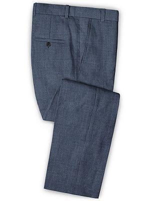 Navy Blue Spring Summer Linen Tuxedo | Slim Fit 2 Pieces Wedding Men Suits_3