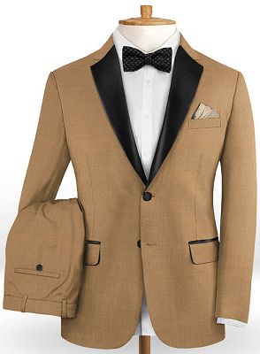 Gold Brown Notched Lapel Tuxedo for Men | Slim Fit Men Suits with Two Pieces