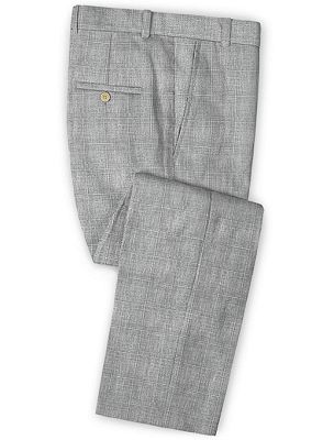 Modern Two Pieces Plaid Tuxedo | New Arrival Linen Men Suits Blazer_3