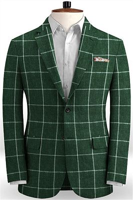 Dark Green Business Men Suits | Linen Formal Blazer Tuxedo_1
