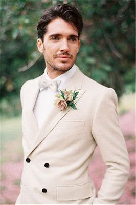 Ivory Wedding Tuxedos For Groom | 2 Pieces Set Groomsmen Best Man Suit Bridegroom_3