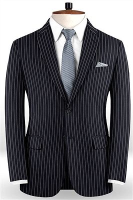 Dark Blue Striped Formal Men Suits Online | Business Slim Fit Tuxedo