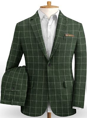 Luxury Green Two Pieces Men Suits | Newest Linen Prom Party Tuxedo for Men