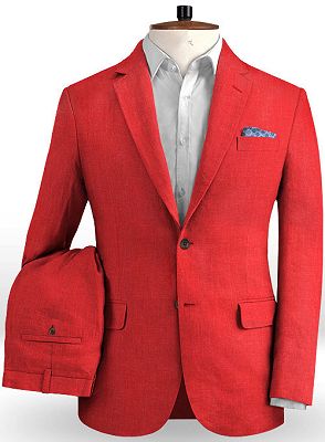 Red Wedding Groom Men Suits | 2 Pieces Jackt Pants Vest Tuxedo with Notched Lapel_2