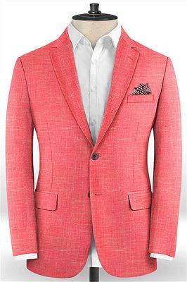 Latest Design Summer Orange Linen Men Suit | Two Pieces Notched Lapel Tuxedo