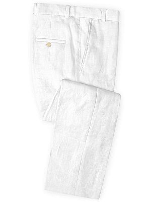 Summer White 2 Piece Linen Men Suit | Cutsom Slim Fit Groom Prom Wedding Suit Set_3