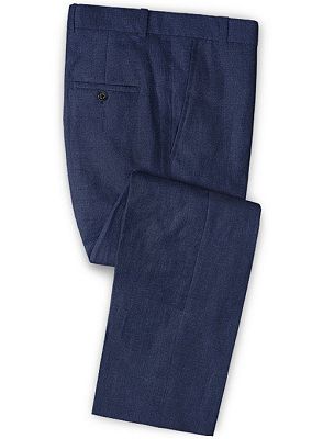 Latest Design Summer Dark Blue Linen Men Suit | Cutsom Slim Fit 2 Piece Tuxedo_3
