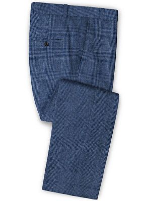 Keaton Navy Blue Linen Business Tuxedo | Slim Fit Two Pieces Men Suits_3