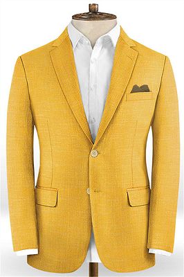 Vintage Yellow British Stylish Male Suit | Newest Prom Outfits with Two Pieces