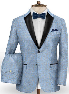 Sky Blue Fashionable Men Suits Online | New Arrival Printed Prom Suits_2