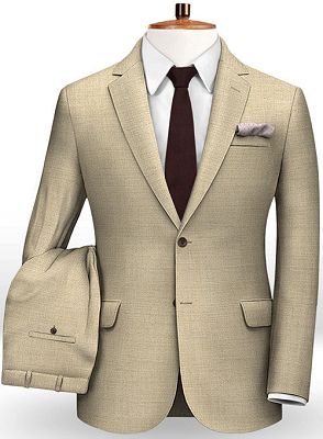 Khaki Wedding Groom Men Suits | Slim Fit Checker Tuxedo for Men