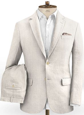 Hot Men Slim Fit Linen Groom Suits | Business Suits Solid Color Slim Tuxedo_2