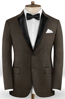 Chocolate Business Formal Men Suits | Black Lapel Tuxedo Online_1