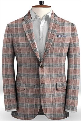 Grid Jacket Tuxedo | Business Notch Lapel Men Suits_1
