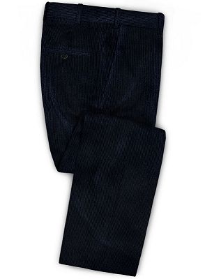 Navy Blue 2 Pieces Corduroy Tuxedo | Men Suits with Two Buttons_3