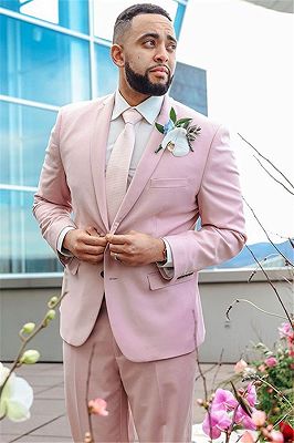 Pink Notched Lapel Mens Suits For Groom Tuxedos | Party Prom Tuxedo with 2 Pieces_1
