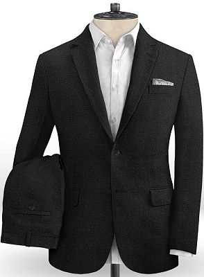 Slim Fit Black Linen Groom Tuxedos | Men Suits for Wedding Latest Desgins