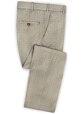 Khaki Checked Two Pieces Tuxedo Online | Fashion Slim Fit Men Suits_3