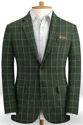 Luxury Green Two Pieces Men Suits | Newest Linen Prom Party Tuxedo for Men_1