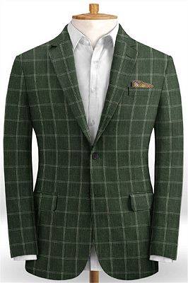 Luxury Green Two Pieces Men Suits | Newest Linen Prom Party Tuxedo for Men