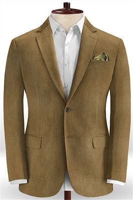 Dark Brown Tuxedo | Corduroy Striped Men Suits Online_1