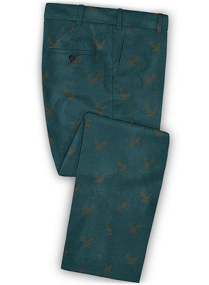 Dark Green Printed Prom Suits for Men | Fashion Two Pieces Blazer Tuxedo_3