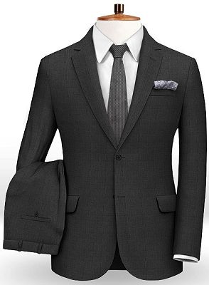 Black Mens Suits with 2 Pieces | Best Man Business Woolen Blazer Tuxedo_2