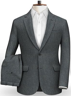 Dark Grey Slim Fit Men Suits Online | Fashion Striped Two Pieces Tuxedo