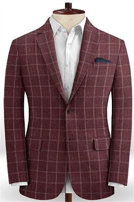 Mens Steelgrey Linen Two Piece Suit | Plaid Texture High Quality Prom Tuxedo