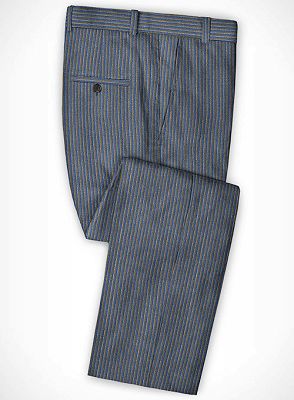 Blue Notched Lapel Men Suits for Sale | Modern Slim Fit Striped Tuxedo_3