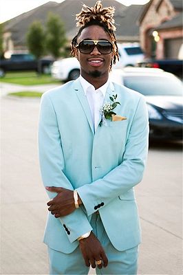 Mint Green Slim Fit Mens Suits Groomsmen Wear | Two Pieces Notched Lapel Formal Prom Suit_2