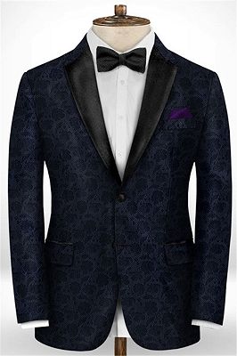 Black Jacquard Prom Men Suits | Fashion Slim Fit Tuxedo with Two Pieces