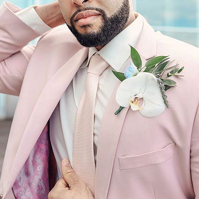 Pink Notched Lapel Mens Suits For Groom Tuxedos | Party Prom Tuxedo with 2 Pieces_4