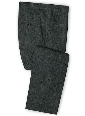 Dark Gray Two Pieces Men Suits | Formal Business Linen Tuxedo Online_3