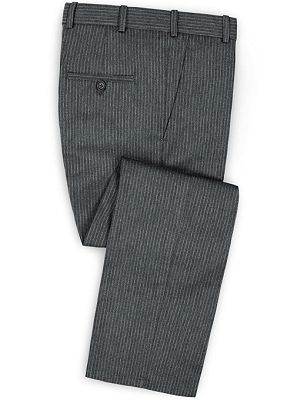 Dark Grey Slim Fit Men Suits Online | Fashion Striped Two Pieces Tuxedo_3
