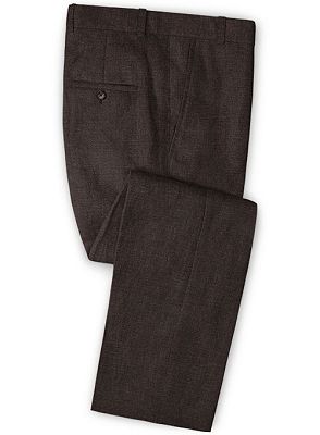 Brown Slim Fit Tuxedo with Notch Lape | Two Pieces Linen Business Men Suits_3