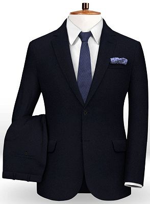 Dark Blue Latest Two Pieces Men Suits | Business Notch Lapel Tuxedo for Men_2