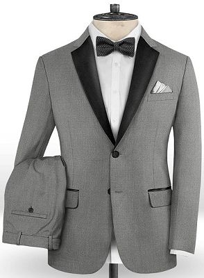 Grey Two Pieces Groomsmen suits | Fashion Men Suits with Notched Lapel_2