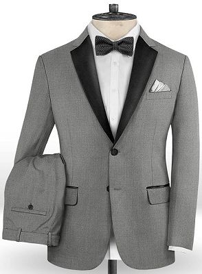 Grey Two Pieces Groomsmen suits | Fashion Men Suits with Notched Lapel