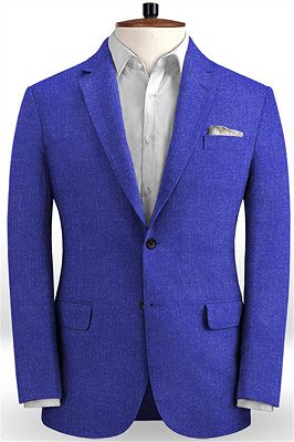 Royal Blue Prom Men Suits for Sale | Linen Two Pieces Tuxedo_1