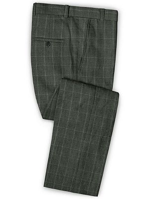 Bespoke Plaid Party Men Suit Set For Boy | Luxury Linen Two Pieces Tuxedo_3