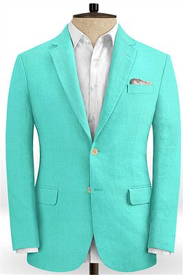 Turquoise Two Pieces Prom Suits for Men | Fashion Linen Men Suits Online